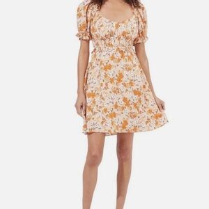 ASTR Peach Floral Mini Dress with Orange & Lavender Print